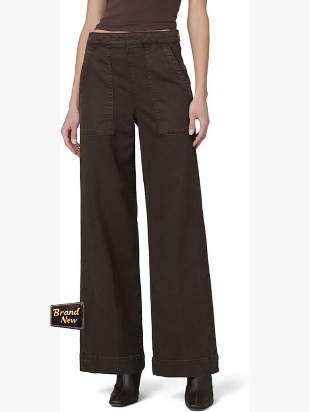 Wide Leg High Rise Side Zip Denim Pants